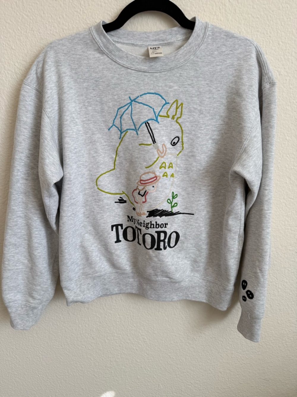 Uniqlo My Neighbor Totoro Light Gray Graphic Crewneck Sweater